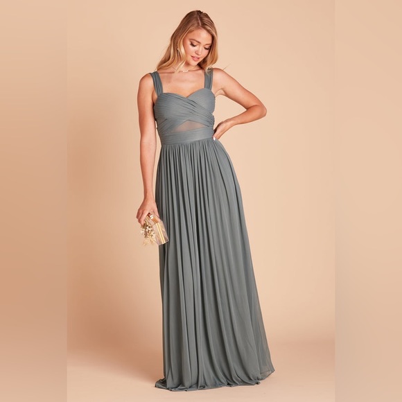 *NWT* Birdy Grey Elsye Mesh Sea Glass Bridesmaid Dress No Slit Size M - Picture 2 of 16
